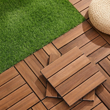 Gardeon 10PCS Wood Deck Tiles 30x30cm Interlocking Floor Tiles for Patio Balcony Garden.