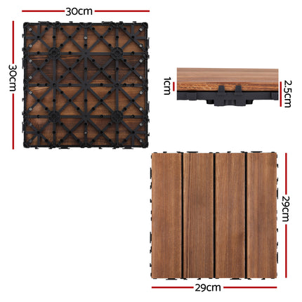 Gardeon 10PCS Wood Deck Tiles 30x30cm Interlocking Floor Tiles for Patio Balcony Garden.