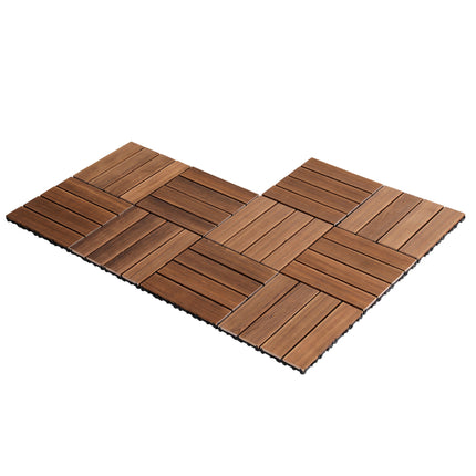 Gardeon 10PCS Wood Deck Tiles 30x30cm Interlocking Floor Tiles for Patio Balcony Garden.