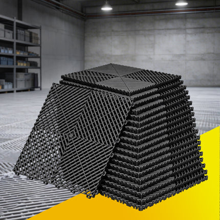 Giantz 20PCS Garage Floor Tiles Interlocking Drainage Non-Slip Tiles Heavy Duty for Workshop Black.
