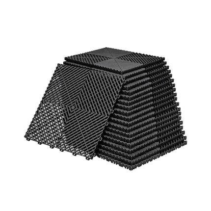 Giantz 20PCS Garage Floor Tiles Interlocking Drainage Non-Slip Tiles Heavy Duty for Workshop Black.