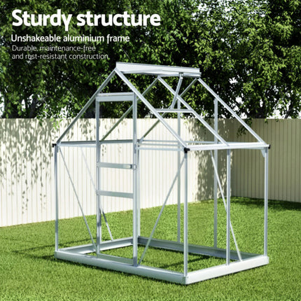 Green Fingers Greenhouse Aluminium Polycarbonate Premium Garden Storage Shed 1.3Mx1.9Mx2.0M.