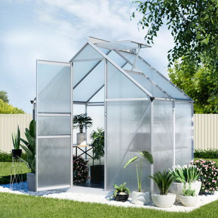Green Fingers Greenhouse Aluminium Polycarbonate Premium Garden Storage Shed 1.3Mx1.9Mx2.0M.