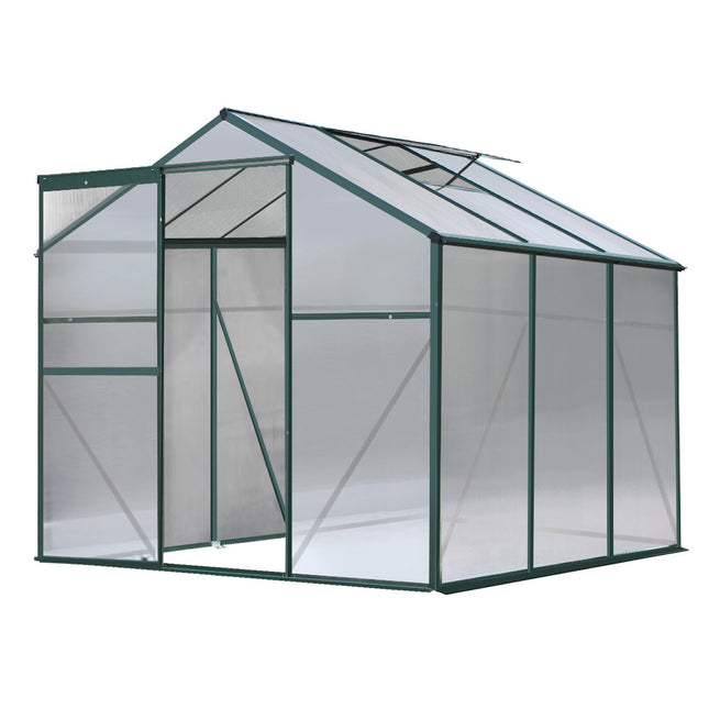 Green Fingers Greenhouse 1.9x1.9x1.83M Aluminium Polycarbonate Green House Garden Shed.