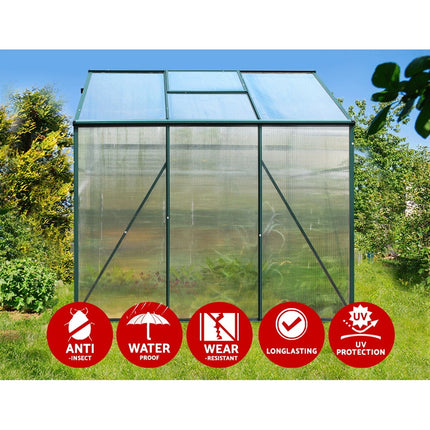 Green Fingers Greenhouse 1.9x1.9x1.83M Aluminium Polycarbonate Green House Garden Shed.