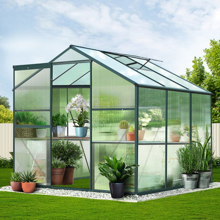 Green Fingers Greenhouse 1.9x1.9x1.83M Aluminium Polycarbonate Green House Garden Shed.
