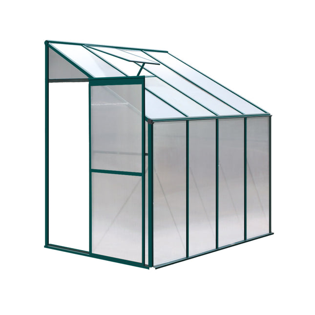 Green Fingers Greenhouse 2.52x1.27x2.13M Lean-to Aluminium Polycarbonate Green House Garden Shed.