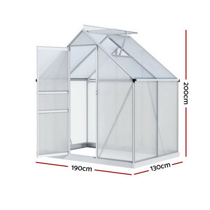 Green Fingers Greenhouse Aluminium Polycarbonate Premium Garden Storage Shed 3.1Mx1.9Mx2.0M.
