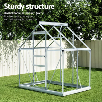 Green Fingers Greenhouse Aluminium Polycarbonate Premium Garden Storage Shed 3.1Mx1.9Mx2.0M.