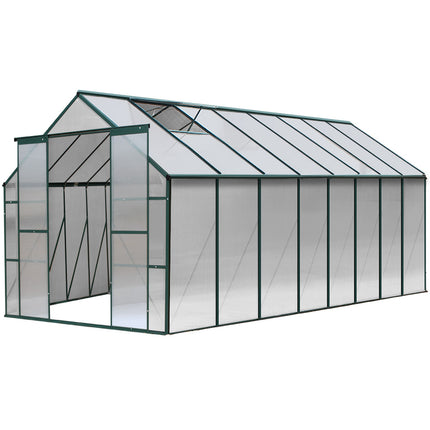 Green Fingers Greenhouse 5.1x2.44x2.1M Aluminium Polycarbonate Green House Garden Shed.