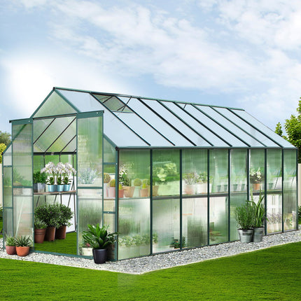 Green Fingers Greenhouse 5.1x2.44x2.1M Aluminium Polycarbonate Green House Garden Shed.