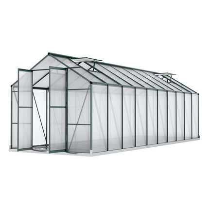Green Fingers Greenhouse 6.3x2.44x2.1M Aluminium Polycarbonate Green House Garden Shed.