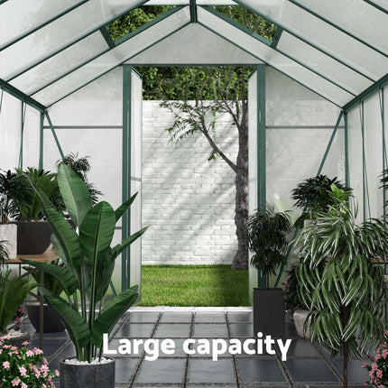 Green Fingers Greenhouse 6.3x2.44x2.1M Aluminium Polycarbonate Green House Garden Shed.