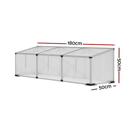 Green Fingers Greenhouse 180x50x50CM Cold Frame Plant Grow Aluminium Polycarbonate Green House.