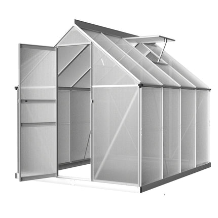 Green Fingers Greenhouse 2.42x1.9x1.95M Aluminium Polycarbonate Green House Garden Shed.