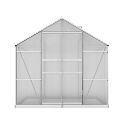 Green Fingers Greenhouse 2.42x2.5x2.26M Aluminium Double Doors Green House Garden Shed.