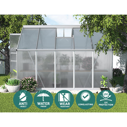 Green Fingers Greenhouse 3x2.5x1.95M Aluminium Polycarbonate Green House Garden Shed.