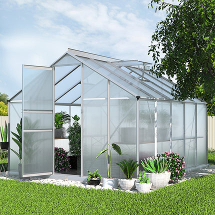 Green Fingers Greenhouse 3x2.5x1.95M Aluminium Polycarbonate Green House Garden Shed.