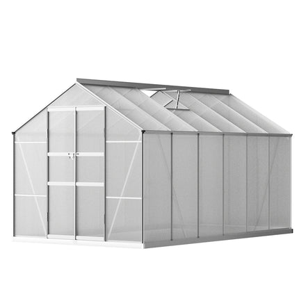 Green Fingers Greenhouse 3x2.5x2.26M Double Doors Aluminium Green House Garden Shed.