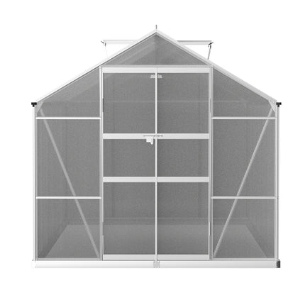 Green Fingers Greenhouse 3x2.5x2.26M Double Doors Aluminium Green House Garden Shed.