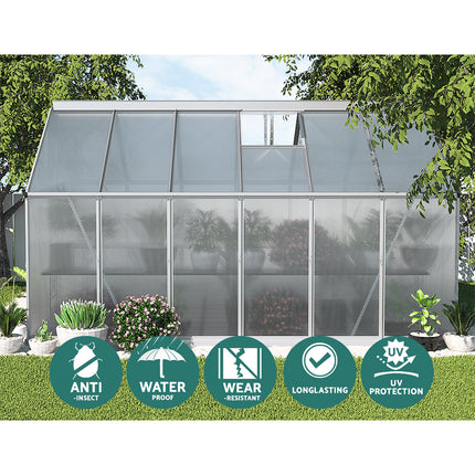 Green Fingers Greenhouse 3.6x2.5x1.95M Aluminium Polycarbonate Green House Garden Shed.