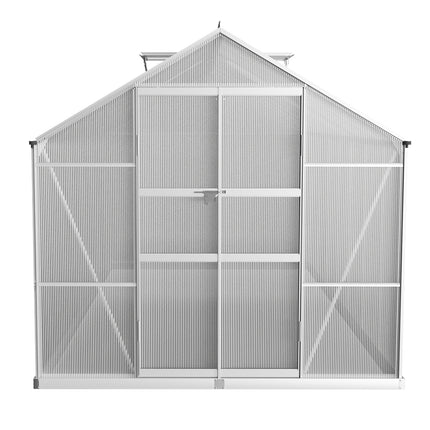 Green Fingers Greenhouse 4.1x2.5x2.26M Double Doors Aluminium Green House Garden Shed.
