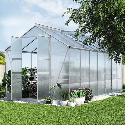 Green Fingers Greenhouse 4.1x2.5x2.26M Double Doors Aluminium Green House Garden Shed.