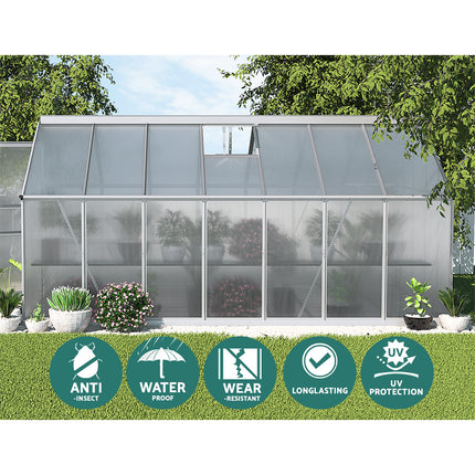 Green Fingers Greenhouse 4.2x2.5x1.95M Aluminium Polycarbonate Green House Garden Shed.