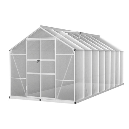 Green Fingers Greenhouse 4.7x2.5x2.26M Double Doors Aluminium Green House Garden Shed.