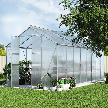 Green Fingers Greenhouse 4.7x2.5x2.26M Double Doors Aluminium Green House Garden Shed.