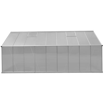 Green Fingers Greenhouse 6.03x2.44x2.68M Double Doors Aluminium Green House Garden Shed.