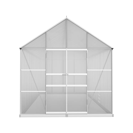 Green Fingers Greenhouse 6.03x2.44x2.68M Double Doors Aluminium Green House Garden Shed.