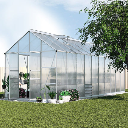 Green Fingers Greenhouse 6.03x2.44x2.68M Double Doors Aluminium Green House Garden Shed.