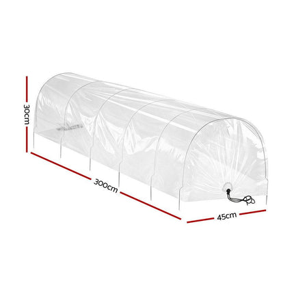 Green Fingers Mini Greenhouse 300x45x30cm Tunnel Clear PVC Steel Frame Portable.