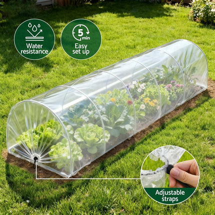 Green Fingers Mini Greenhouse 300x45x30cm Tunnel Clear PVC Steel Frame Portable.