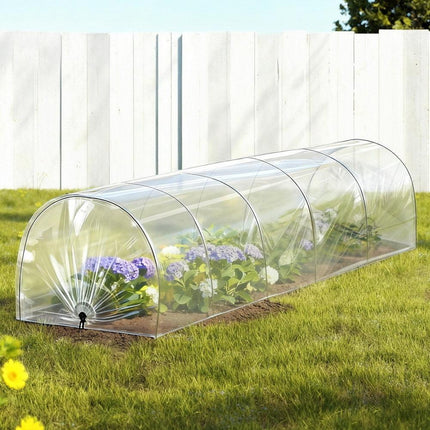 Green Fingers Mini Greenhouse 300x45x30cm Tunnel Clear PVC Steel Frame Portable.
