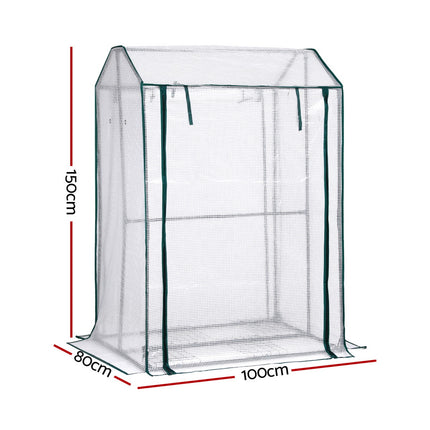 Green Fingers Mini Greenhouse PE Cover Green House Roll-Up Zippered Door 1.0x0.8x1.5M.