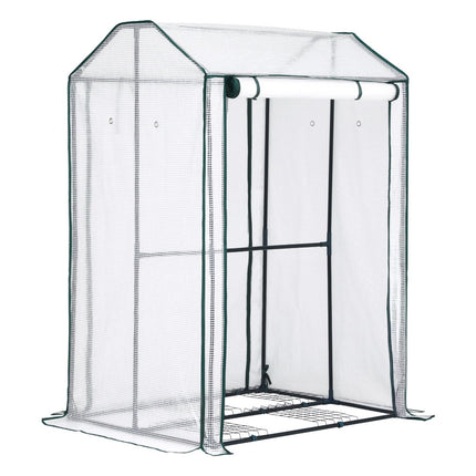 Green Fingers Mini Greenhouse PE Cover Green House Roll-Up Zippered Door 1.0x0.8x1.5M.