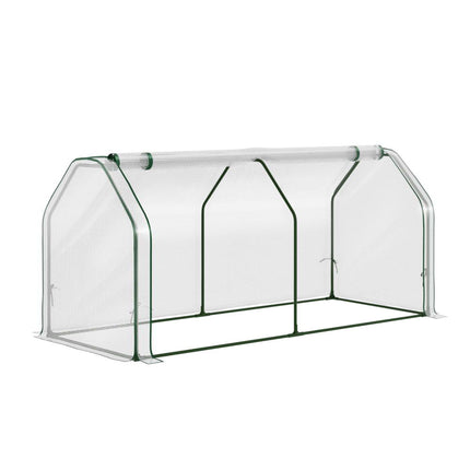 Green Fingers Mini Greenhouse PE Cover Green House Roll-Up Zippered Door 1.2x0.5x0.6M.