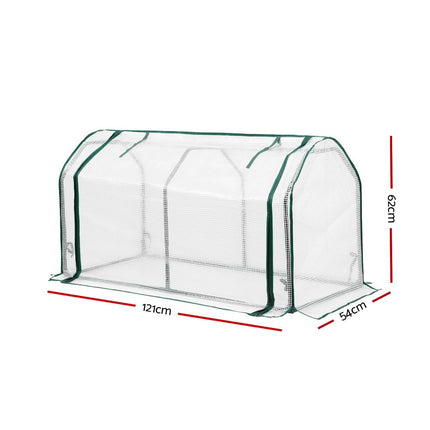 Green Fingers Mini Greenhouse PE Cover Green House Roll-Up Zippered Door 1.2x0.5x0.6M.