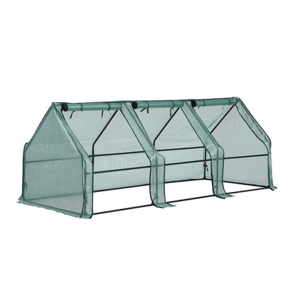 Green Fingers Mini Greenhouse 240x90x90cm Steel Frame PE Cover Outdoor Shelter.