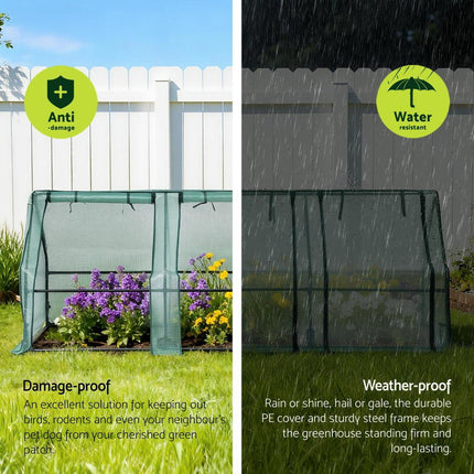 Green Fingers Mini Greenhouse 240x90x90cm Steel Frame PE Cover Outdoor Shelter.