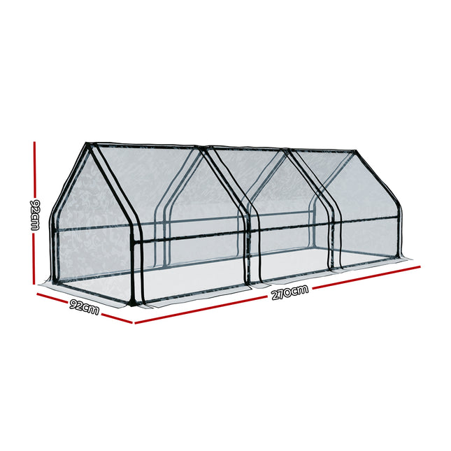 Green Fingers Greenhouse 2.7x0.9x0.9M Mini Green House Raised Garden Bed Planter Box.