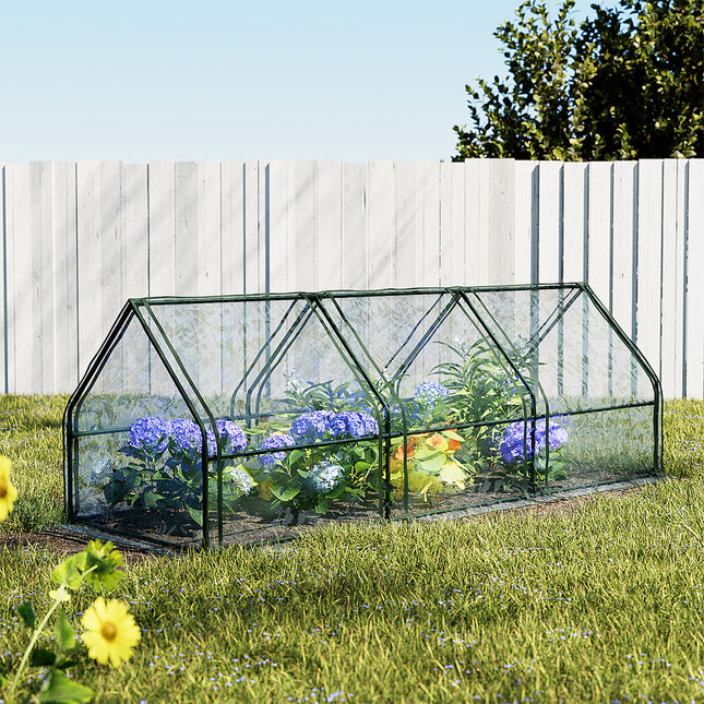 Green Fingers Greenhouse 2.7x0.9x0.9M Mini Green House Raised Garden Bed Planter Box.