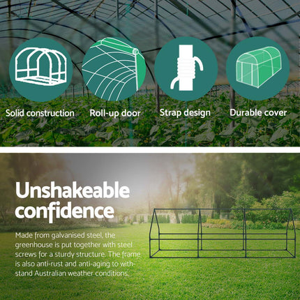 Green Fingers Greenhouse 2.7x0.9x0.9M Mini Green House Raised Garden Bed Planter Box.