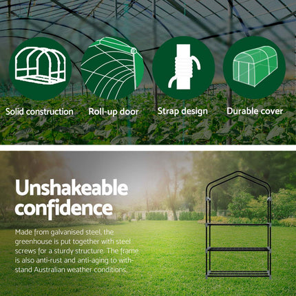 Greenfingers Greenhouse 3 Tiers Mini Green House Garden Bed Planter Box 1.28x0.7x0.5M.