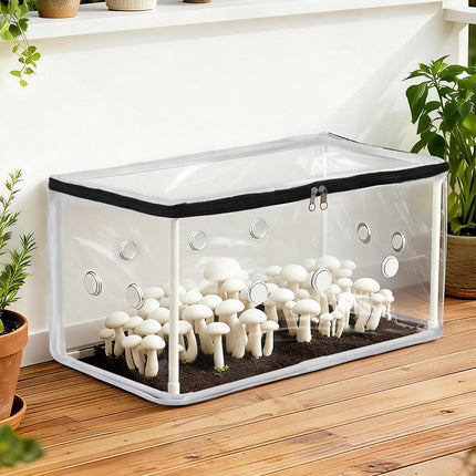 Green Fingers Mini Greenhouse 50x25x25cm PVC Cover for Mushrooms Succulents.