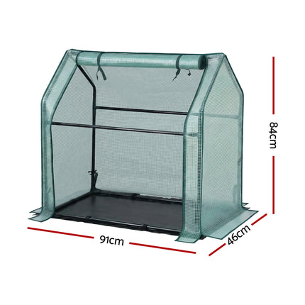 Green Fingers Mini Greenhouse 91x46x84cm Steel Frame PE Cover Outdoor Shelter.