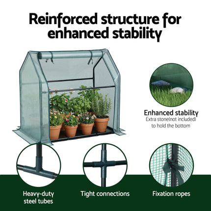 Green Fingers Mini Greenhouse 91x46x84cm Steel Frame PE Cover Outdoor Shelter.