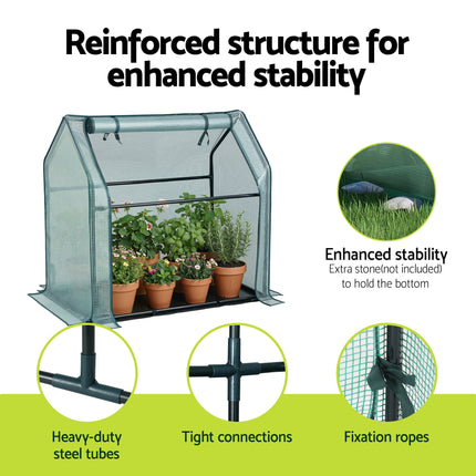 Green Fingers Mini Greenhouse 91x46x84cm Steel Frame PE Cover Outdoor Shelter.